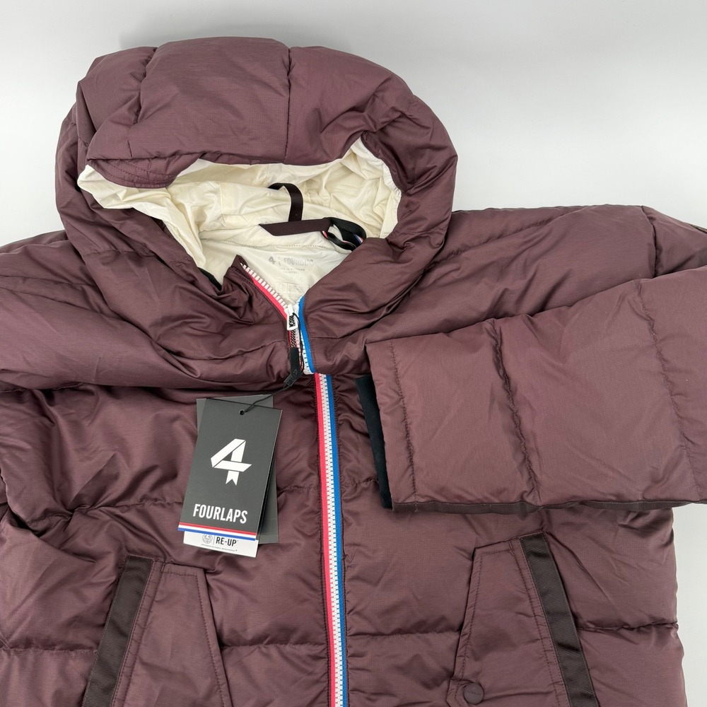 Fourlaps Re-Up Down Puffer Jacket Womens Large Burgundy New Style 2038‎ Hooded